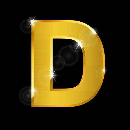 hairline gold alphabet on blackのイラスト素材