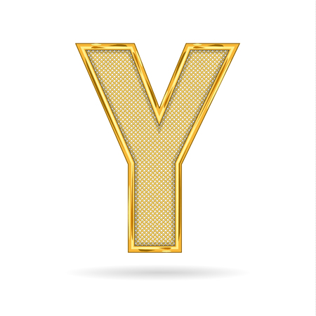 letter Y  in gold metal   isolated  on white  backgroundのイラスト素材