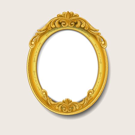 vintage gold picture frameのイラスト素材