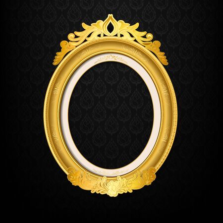 vintage gold picture frameのイラスト素材