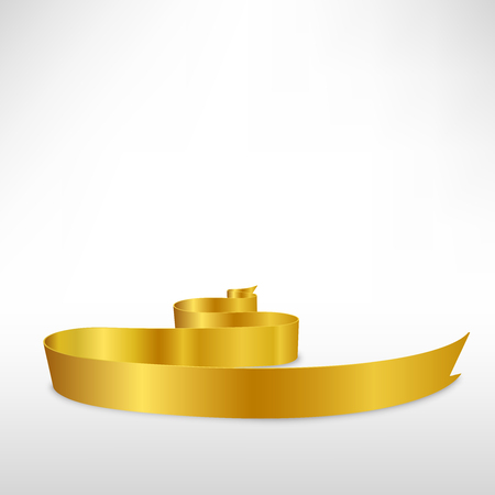 Gold ribbon banner on white backgroundのイラスト素材