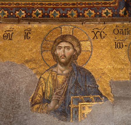 jesus christ mosaic from hagia sophiaの写真素材