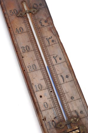 old thermometer detail at white