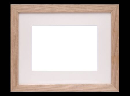 wooden photo frame isolated at black background
