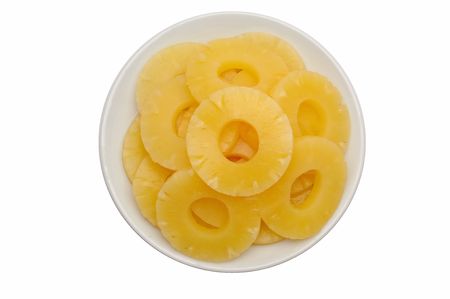 ananas fruit in the white plateの写真素材