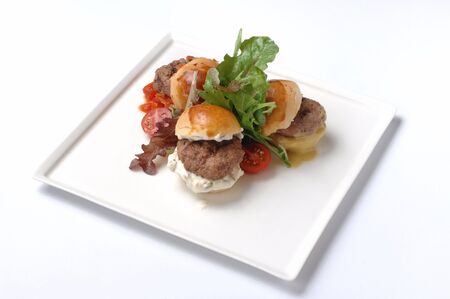 mini hamburger in the plateの写真素材