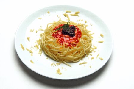 spaghetti in the white plate              の写真素材