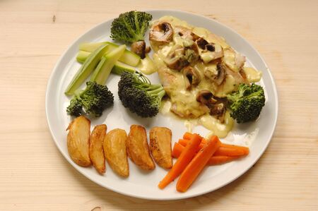 mixed meal in the plate at restaurant      の写真素材