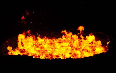 flame from boiling steel at the factoryの写真素材