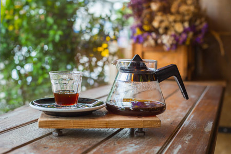 hot coffee cup in coffeeshop.の写真素材