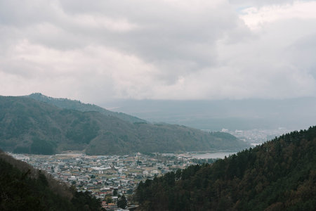 Mount Fuji from Kchi Kchi ropeway view point at lake kawaguchiko, Japanの写真素材