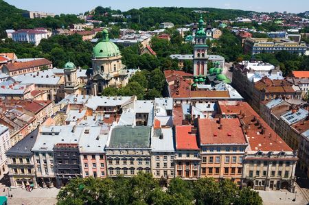 Lviv from above, Ukraineの写真素材