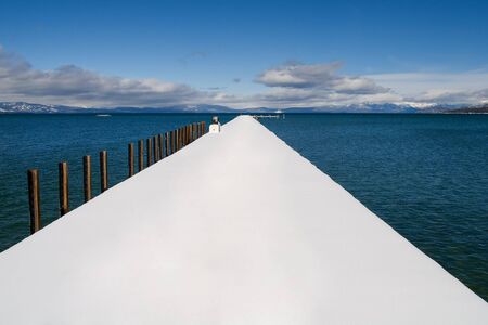 Pier at Lake Tahoe in Winterの写真素材