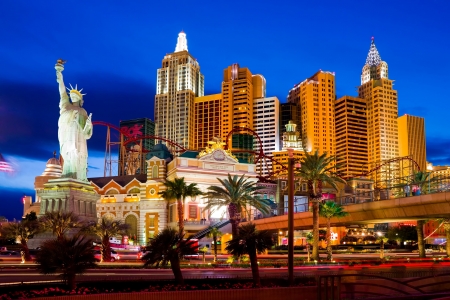 Las Vegas, USA - April 15, 2009 -  New York-New York Hotel and Casino at nightのeditorial素材