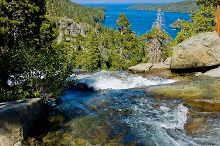 Waterfall by Emerald Bay, Lake Tahoe Californiaの写真素材