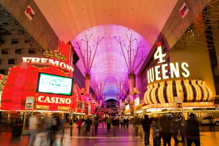 LAS VEGAS - JANUARY 2 : Fremont Street in Las Vegas on January 2, 2011. The street is the second most famous street in the Las Vegas. Fremont Street dates back to 1905, when Las Vegas was foundedのeditorial素材
