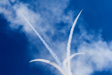 Smoke from army jets flying at airshow in Sacramento California のeditorial素材