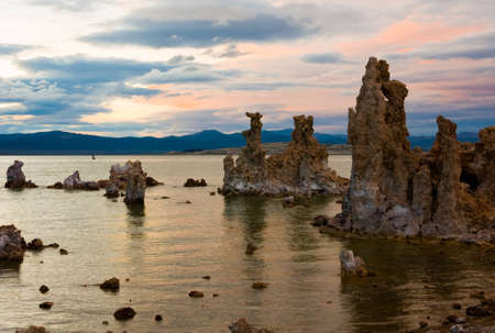 Mono Lake at sunset in Californiaの写真素材