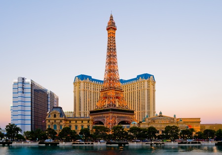 Eiffel Tower in Las Vegas at night のeditorial素材