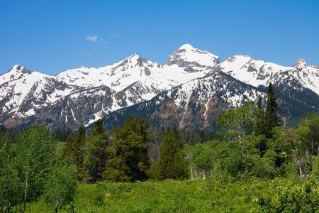 Mountains in Grand Teton National Park, Wyomingの写真素材
