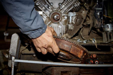 engine repair. Repair in the garage. Auto Equipment Workshop