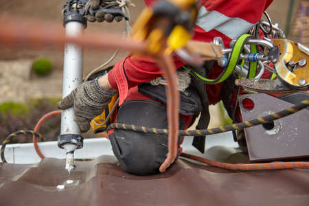rope access, work, worker, house, chimney, man, guy, roof, roofer, repair, man, construction,...