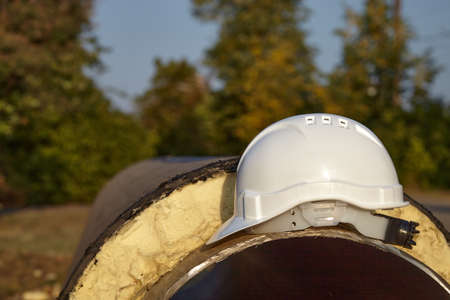 Construction helmet at the construction site