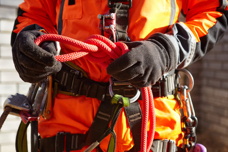 tree surgeon. Woodcutter's tools and equipmentの写真素材