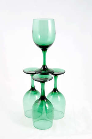 Four green water goblet.の写真素材