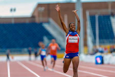 Ormara Duran,Cuban paralympic athlete wins gold. Athletics competition and medals ceremonies during...