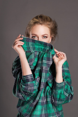 casual beautiful young woman.beauty eyes of girlの写真素材