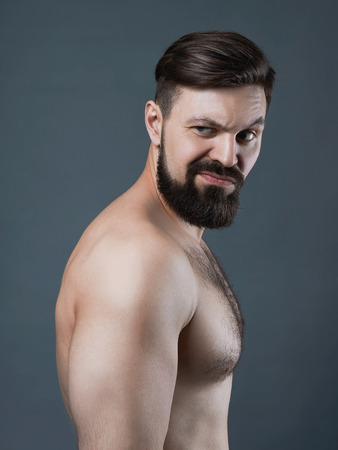 brutal bearded man.handsome hipster man with beardの写真素材