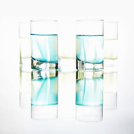 art Still life with glasses in bar.a lot of glasses with colorful cocktailsの写真素材