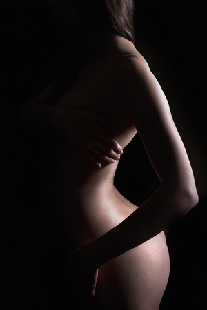 nude women silhouette. sexy body girls backの写真素材