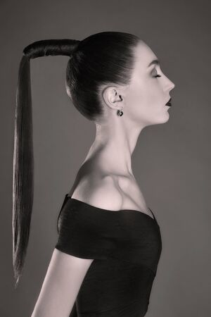 elegant beautiful woman.monochrome beauty portraitの写真素材