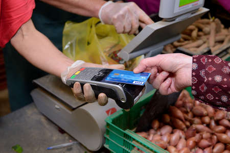 Normandy, France, April 2020.
Health crisis Covid-19. Using preventive measures on an open-air...