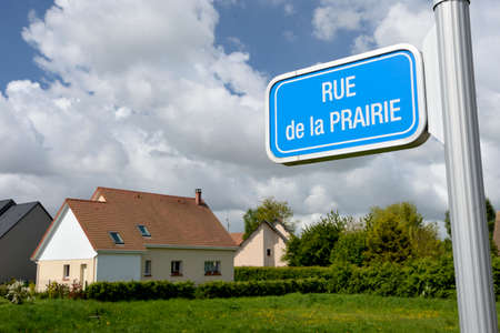 Normandy, France, April 2013.
Land pressure and monopolization of agricultural land. Construction of a housing estate of single-family housing on old grasslandのeditorial素材