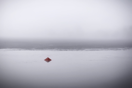 spring flood on the bank of the riverの写真素材