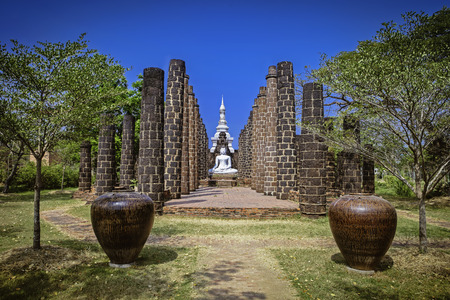 Model of ancient temple located in Ancient Siam park formerly known as Ancient City or Mueang Boran, Bangkok, Thailandの写真素材