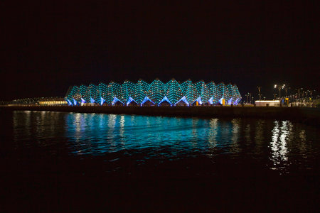 Beautiful Baku panoramic view of euro vision concert hallのeditorial素材