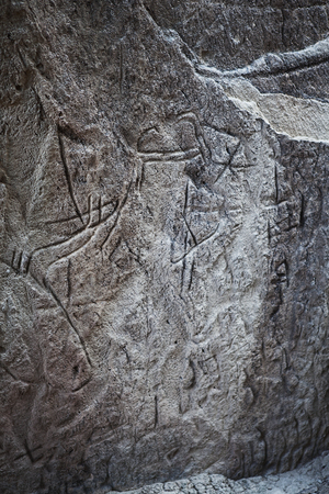 Prehistorical petroglyphs in Qobustan, Azerbaijan.の写真素材