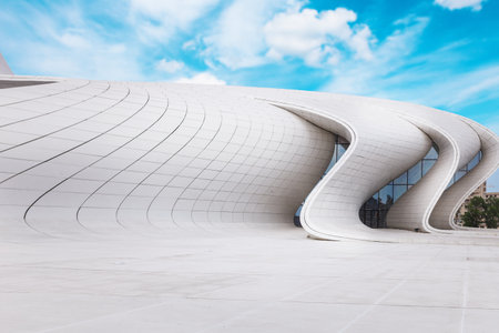 BAKU, Azerbaijan - July 16, 2015: Heydar Aliyev Center Museum in Baku, Azerbaijan summer timeのeditorial素材