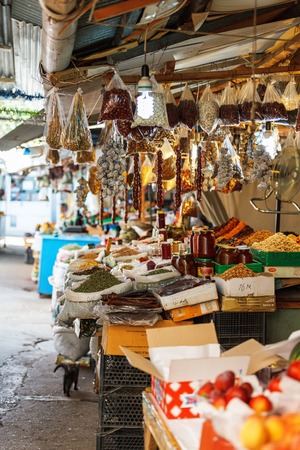Sweets and dried fruits in the market in Azerbaijan, Baku