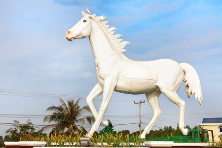 monument of white horse in Kampot, Cambodiaの写真素材