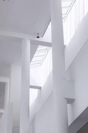 Barcelona, Spain - April 18, 2016: interior of MACBA Museo De Arte Contemporaneo, Museum of Contemporary Art build in 1995 by American architect Richard Meierのeditorial素材