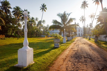Exterior of Purana Viharaya, Sri Pushparama Vihara temple, Balapitiya, close to Hikkaduwa, Sri Lankaの写真素材