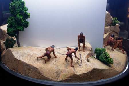 Qobustan, Azerbaijan - 21 July 2015: Museum in Gobustan National Park Qobustan park of prehistorical petroglyphs near Caspian sea.のeditorial素材