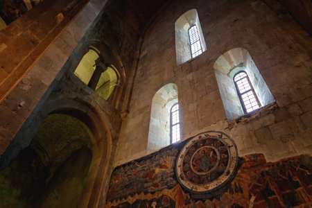 Mtskheta, Georgia - October 4, 2016: Interior of Svetitskhoveli Orthodox Cathedral in Mtskheta,...