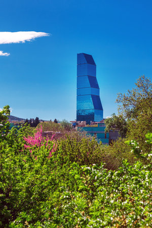 Tbilisi, Georgia - 19 April, 2017: Panorama view of Tbilisi. Modern landmark - Biltmore Hotel Tbilisi in the city centerのeditorial素材