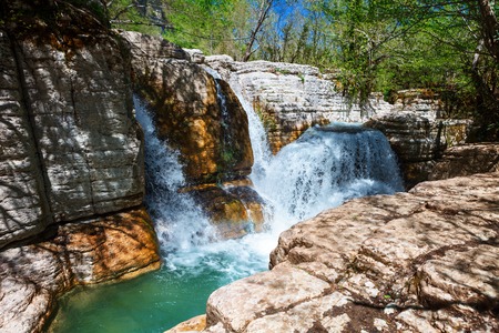 Kinchkha Waterfall and small canyon near Kutaisi, Georgia. Beautiful wild place of Adjaraの写真素材
